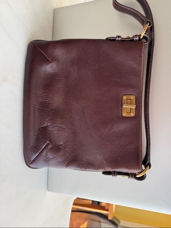 Ralph Lauren Handbags - Ralph Lauren Mahogany Leather Shoulder Bag with Gold Hardware